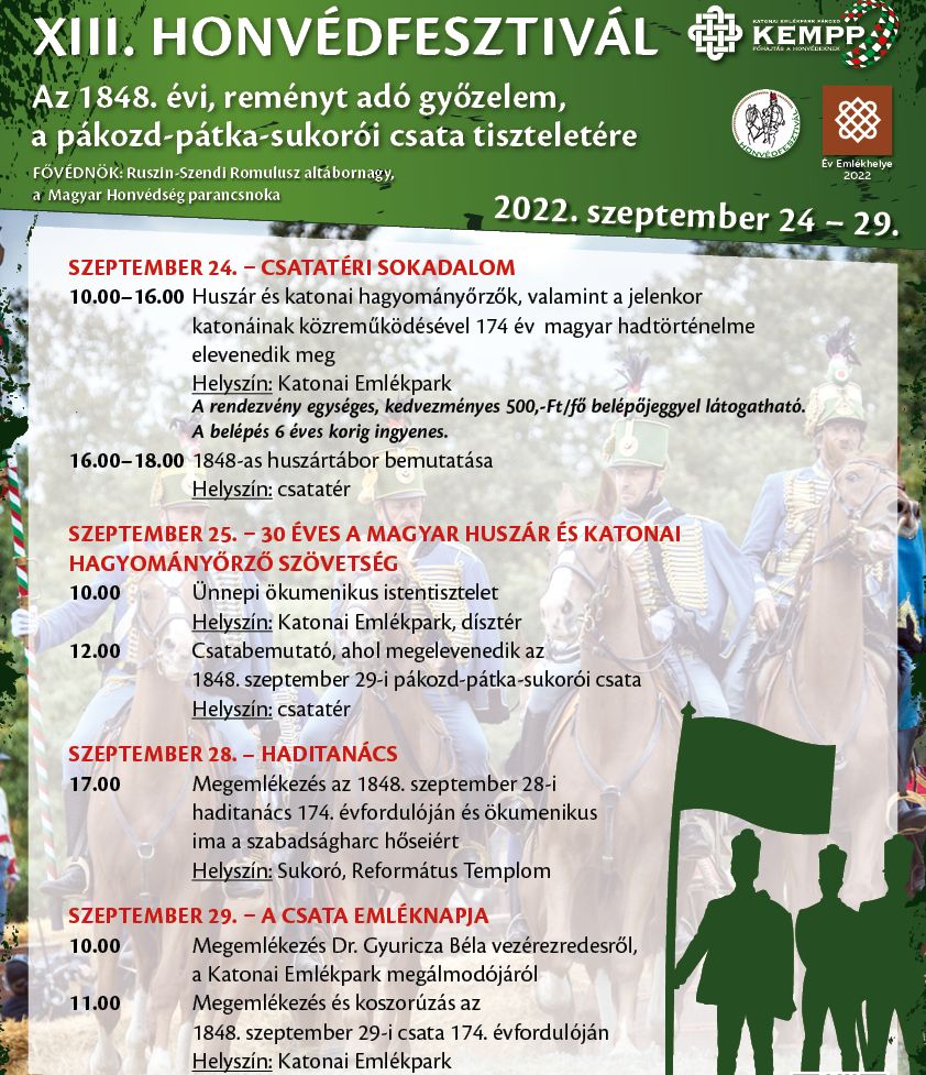 Ismét Honvéd Fesztivál több napon át a pákozdi csata tiszteletére